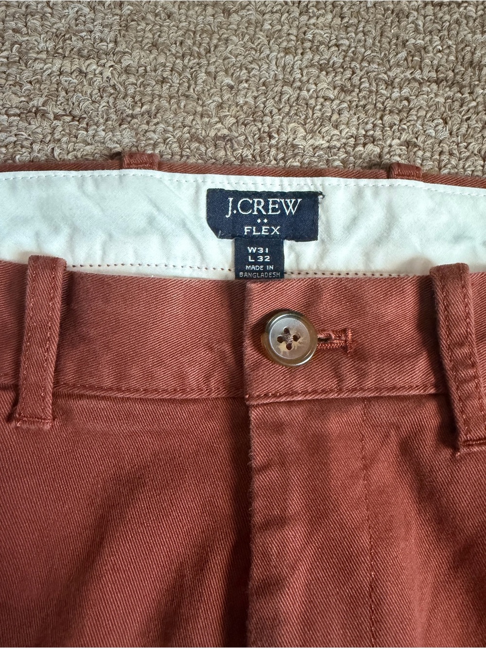 J.Crew Flex Slim Men's Rust Chino Pants